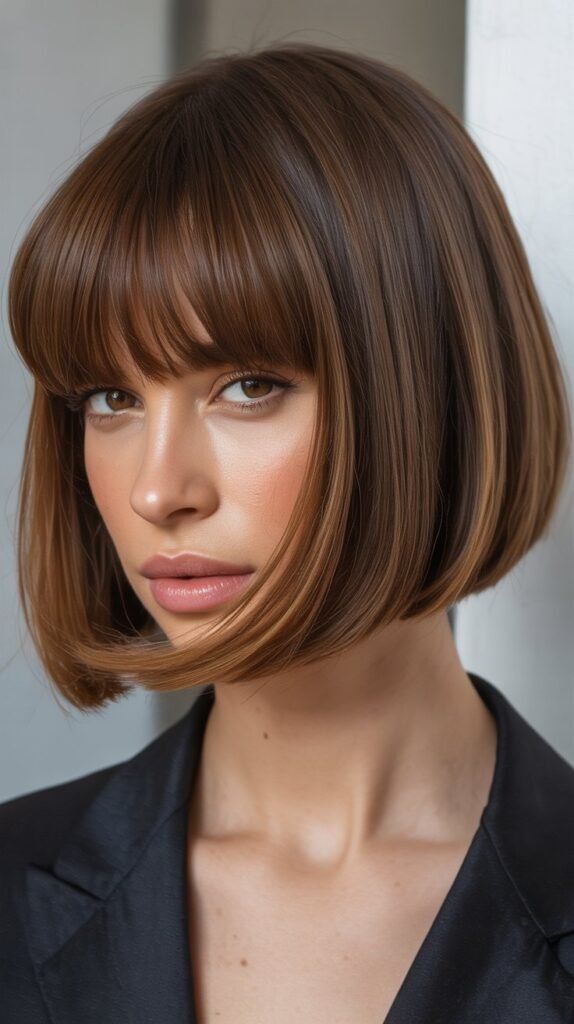 Classic Blunt Bob with Face-Framing Curtain Bangs