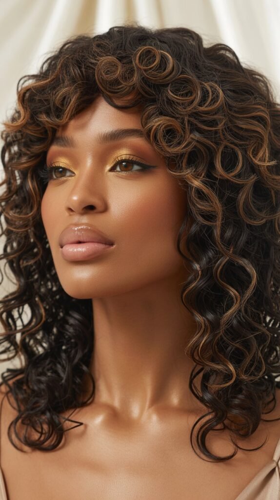 Curly Wig with Side Part