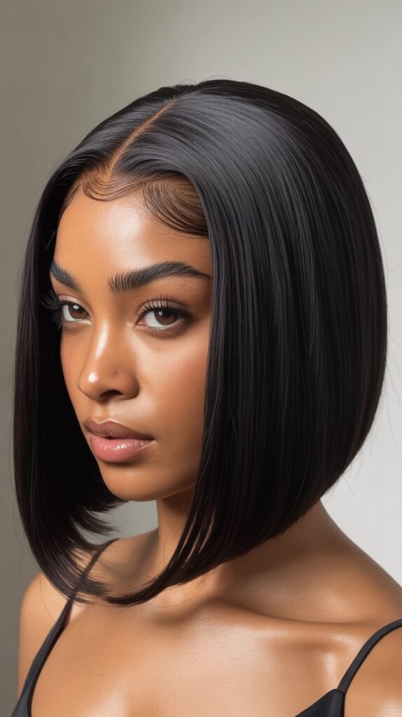 Sleek Straight Bob with Middle Part