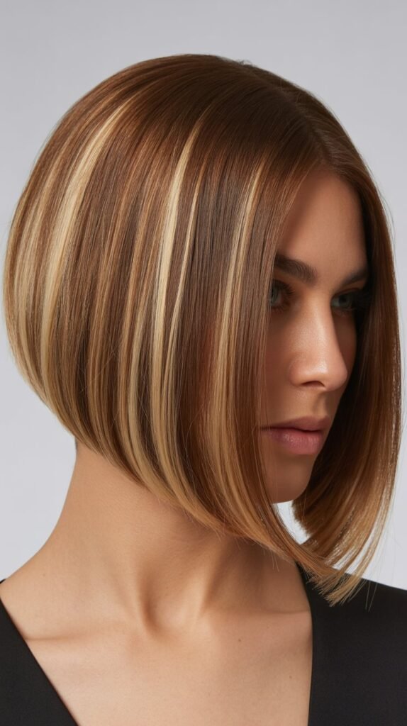 Sharp Angled Bob with Painted Balayage