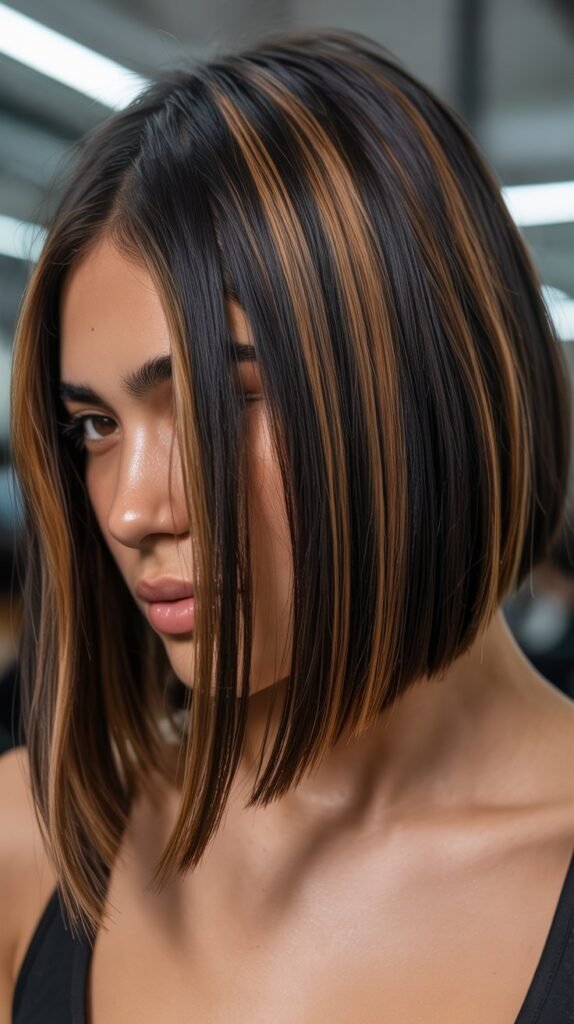 Caramel Balayage on Black Hair