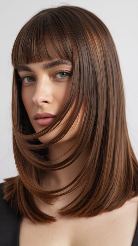  Asymmetrical Long Bob with Curtain Bangs