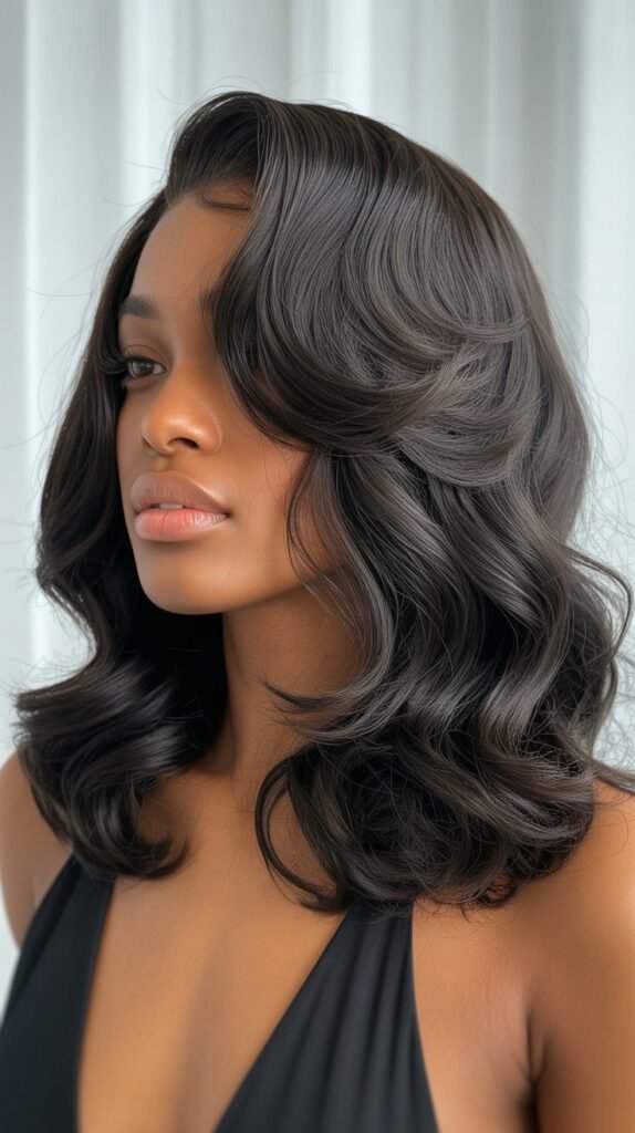 Loose Beach Waves with Side Part