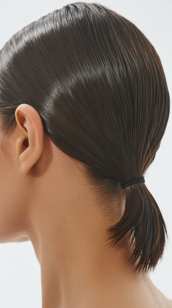 Slicked-Back Low Ponytail