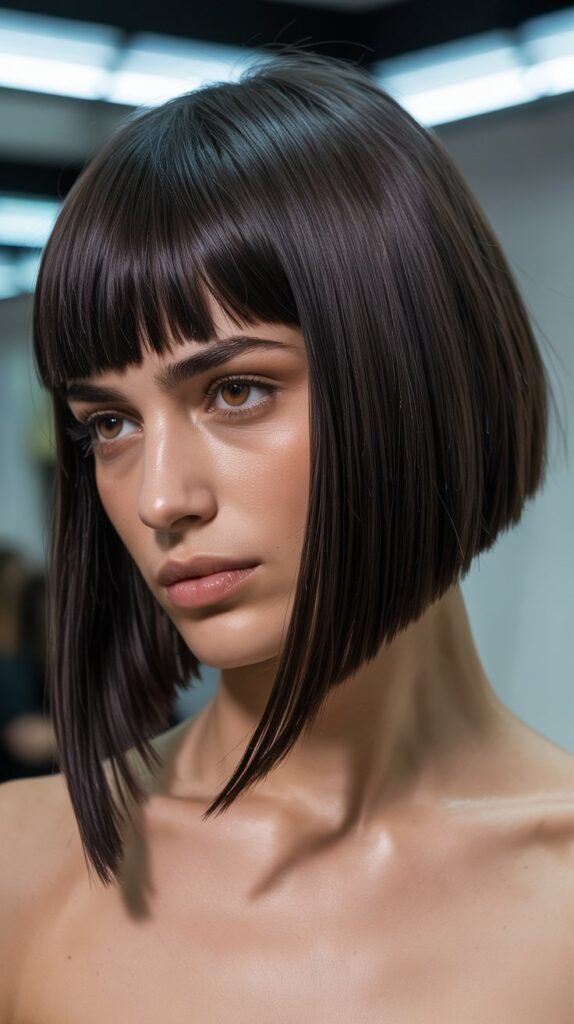  Disconnected Angled Bob with Blunt Bangs