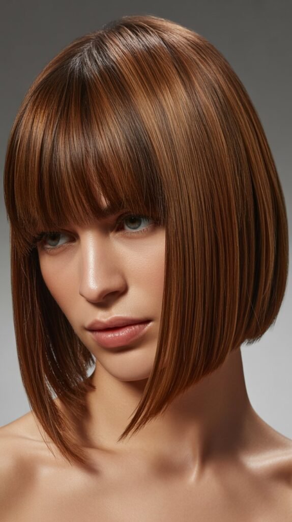 Precision Bob with Sharp Curtain Bangs