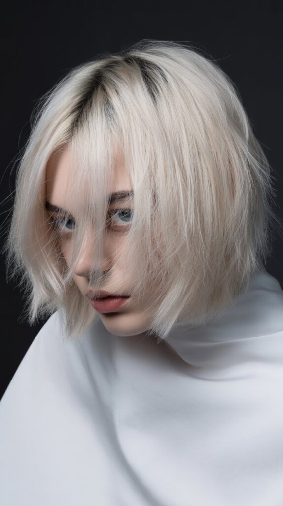 Best 27+ Choppy Bob Haircuts for Thick Hair 14 Choppy Bob with Platinum Blonde Color