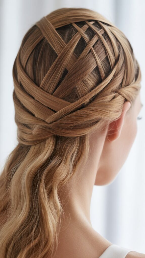 33 Best Half-Up, Half-Down Bridal Hairstyles 21 Criss-Cross Half-Up Style