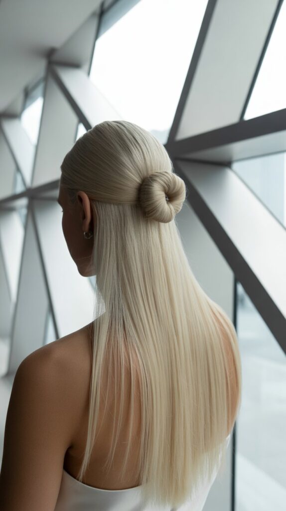 33 Best Half-Up, Half-Down Bridal Hairstyles 7 Sleek and Polished Half-Up