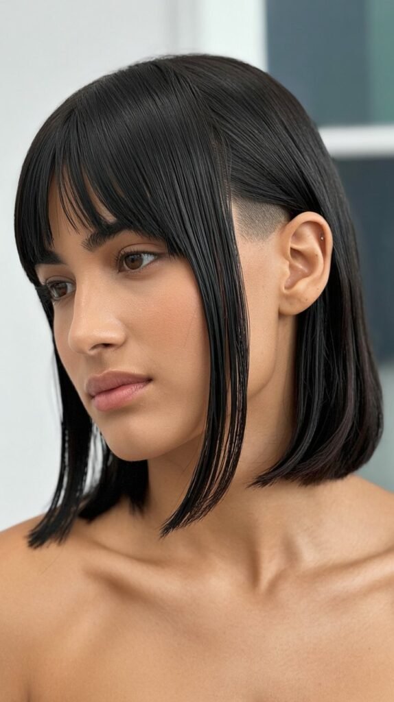 Long Bob with Curtain Bangs and Undercut