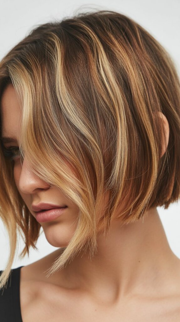 Side-Parted Choppy Bob with Balayage