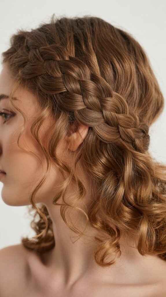 Braided Headband with Loose Curls