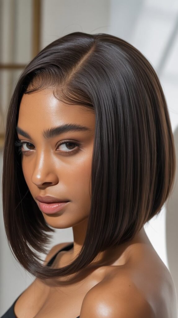 Sleek Straight Middle Part Bob