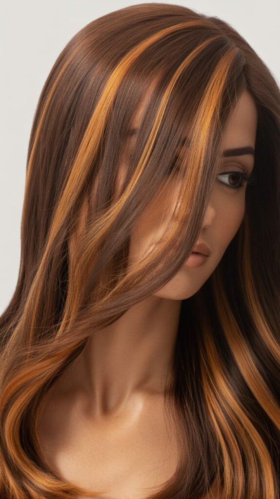 Sleek Straight Brown Wig with Subtle Caramel Lowlights