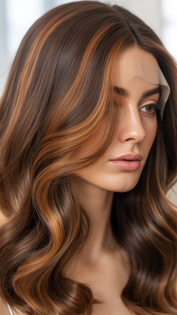 Brown Lace Front Wig with Caramel Babylights