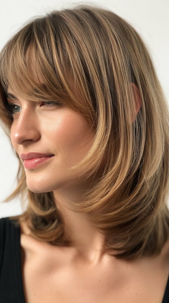 Layered Lob with Side-Swept Bangs