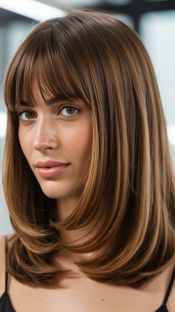 Graduated Long Bob with Curtain Bangs