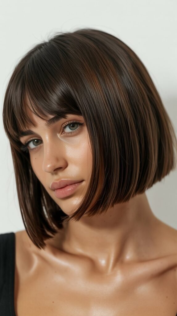 Inverted Long Bob with Curtain Bangs