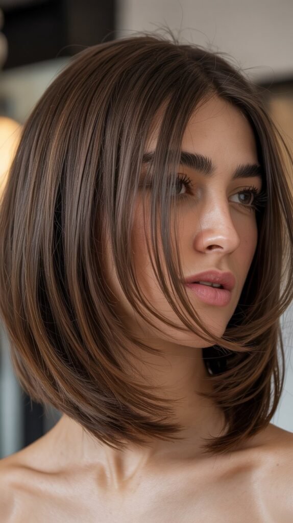 Short Angled Bob with Micro Layers