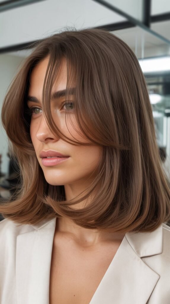 Lived-In Long Bob with Effortless Curtain Bangs