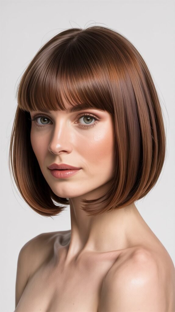 Blunt Bob with Curtain Bangs