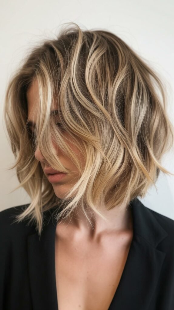 Tousled Long Bob with Choppy Layers