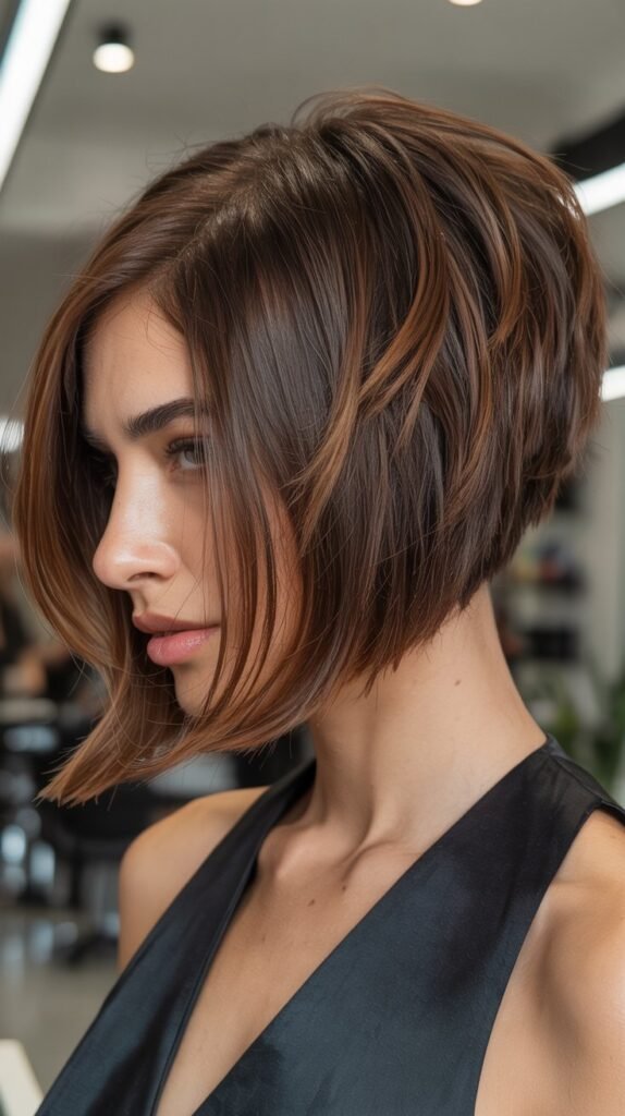 Sharp Angled Bob with Choppy Layers