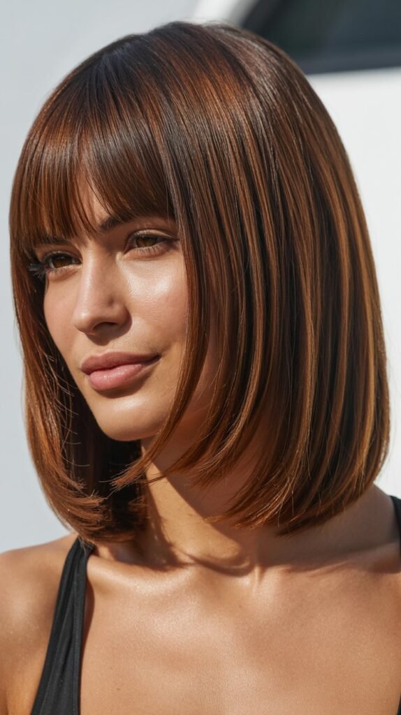Long Bob with Curtain Bangs and Angled Front