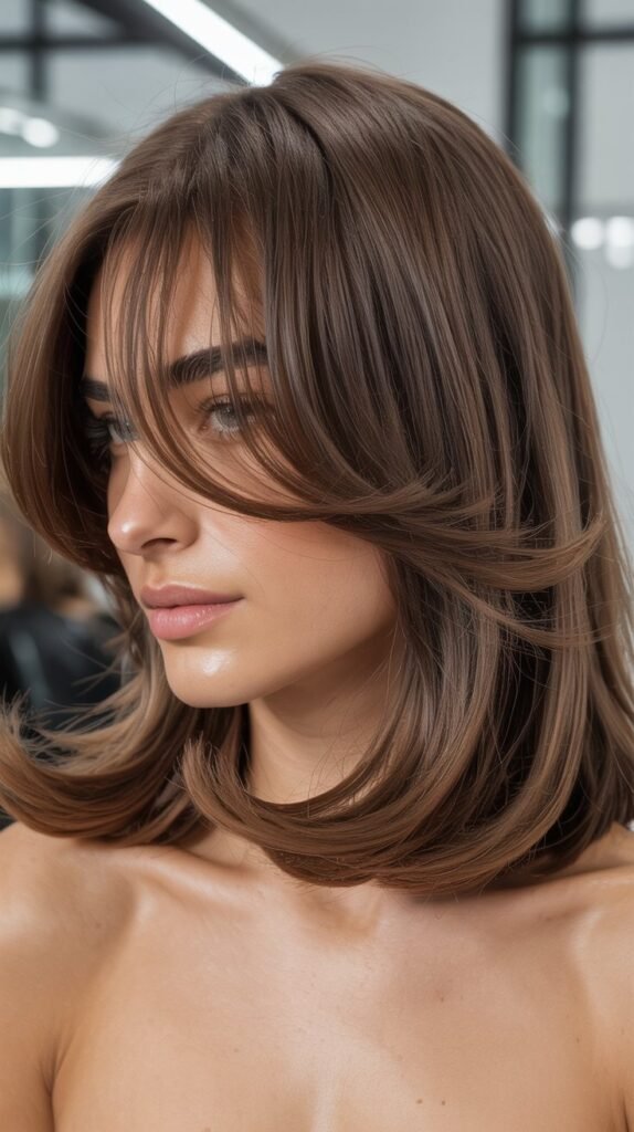 Long Bob with Curtain Bangs and Flipped Ends