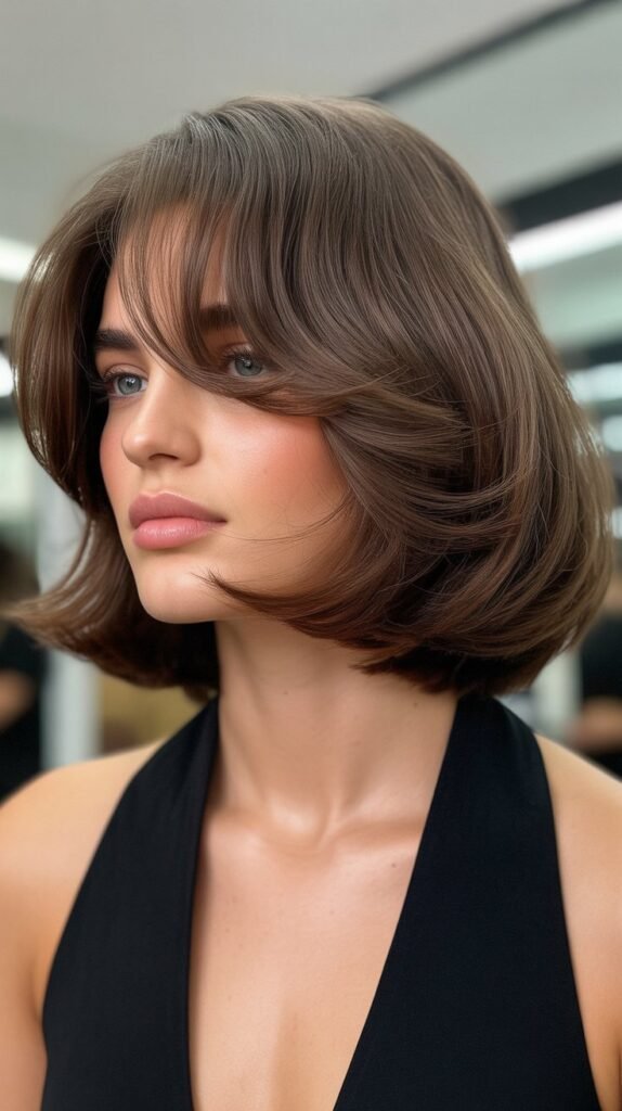 4. Shaggy Long Bob with Textured Curtain Bangs