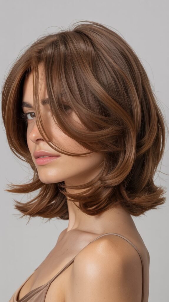  Layered Long Bob for Round Faces