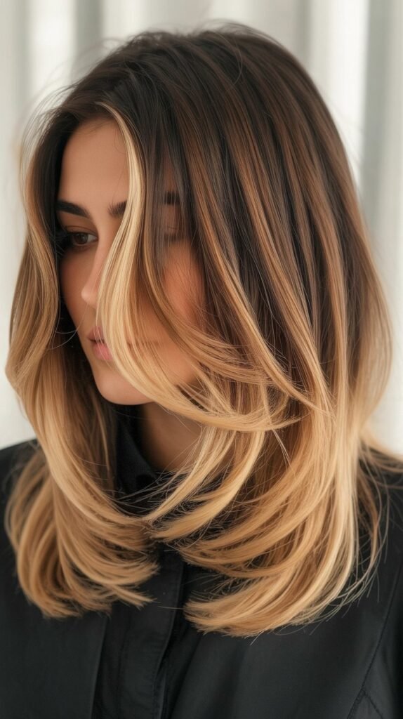 Layered Long Bob with Ombre