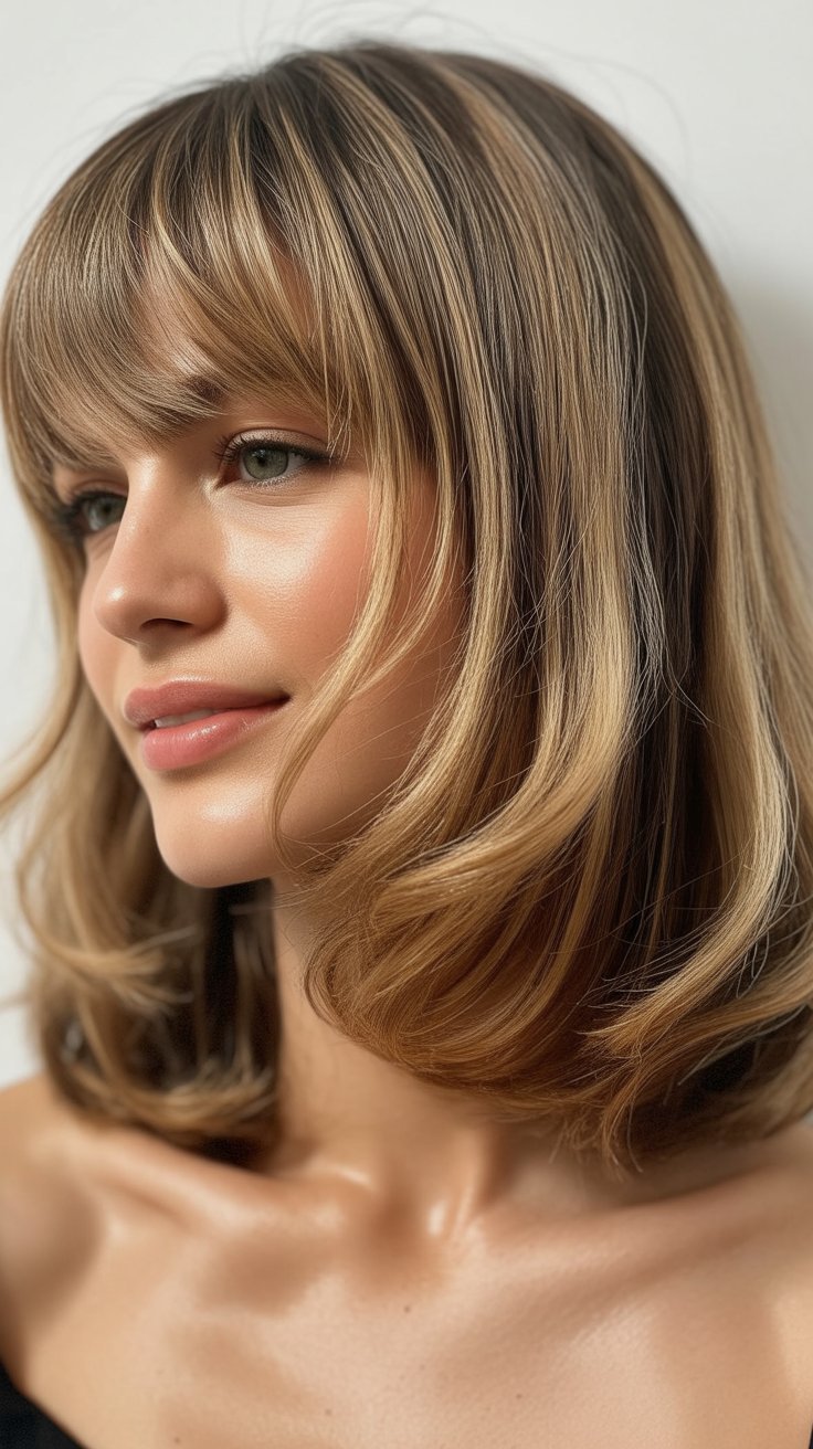 27 Beautiful Long Bob with Curtain Bangs Textured Look