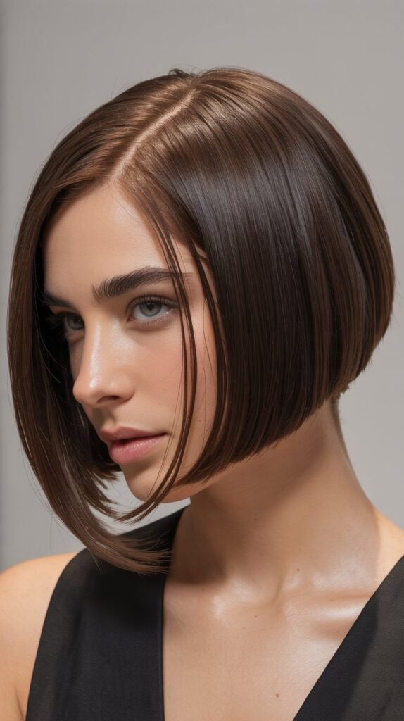 Sleek Angled Bob with Side Part