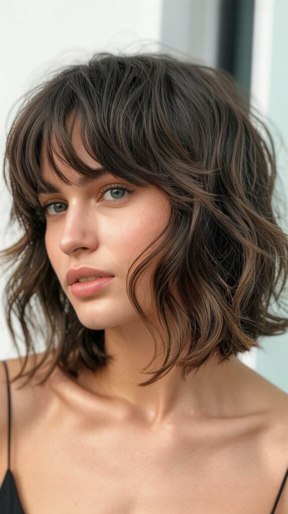 Messy Textured Bob with Piecey Bangs