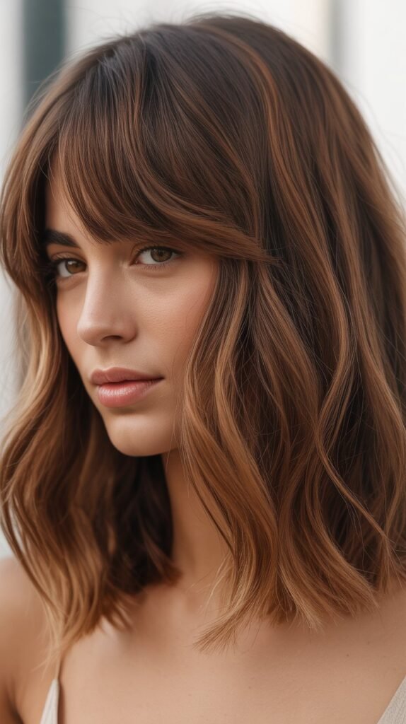 Tousled Long Bob with Curtain Bangs