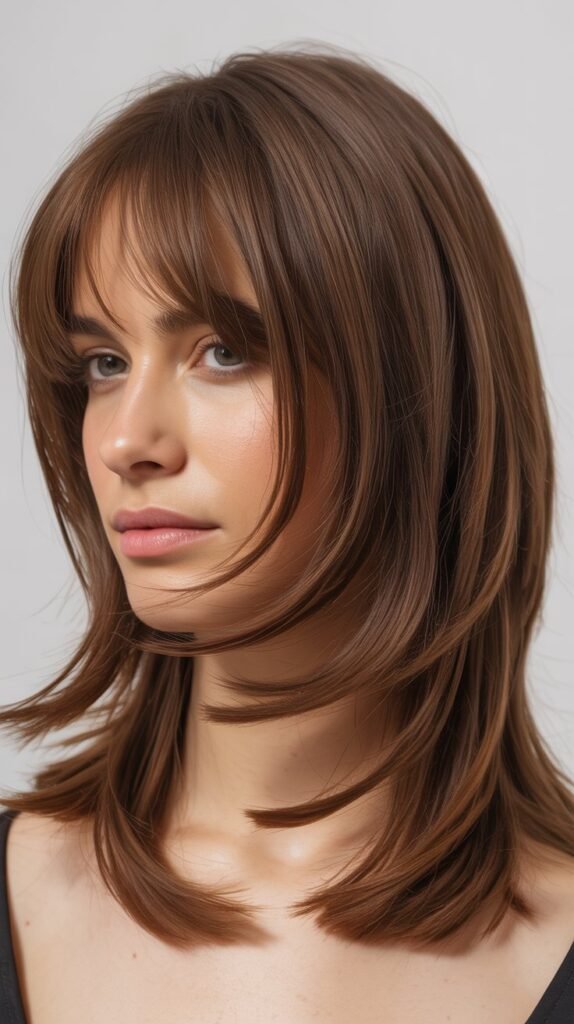 Textured Shaggy Layers with Wispy Curtain Bangs