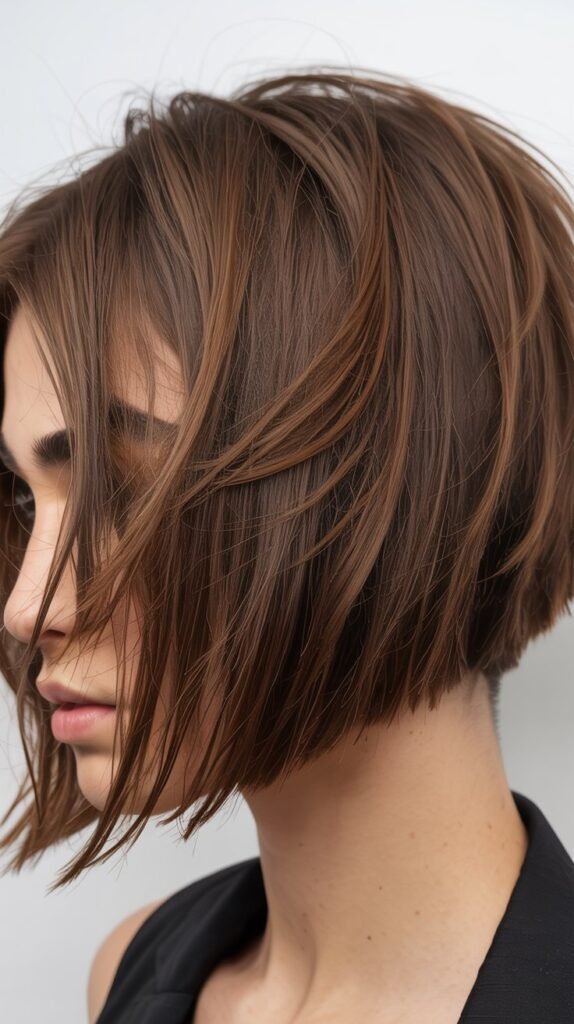  Choppy Layered Bob with Blunt Edges