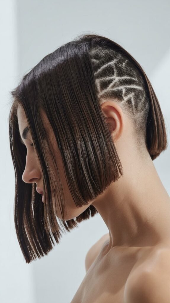 Long Bob with Sharp Undercut Design