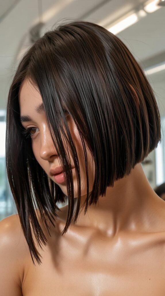 Angled Bob with Razor-Cut Precision