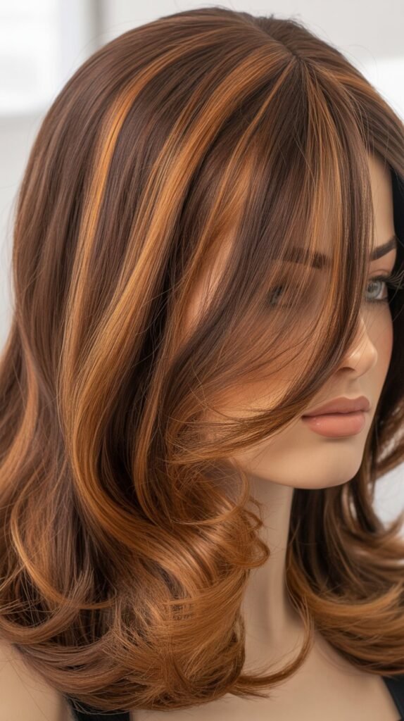 Brown Wig with Caramel Highlights for Fair Skin Tones