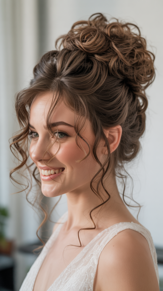 Textured High Bun with Face-Framing Pieces