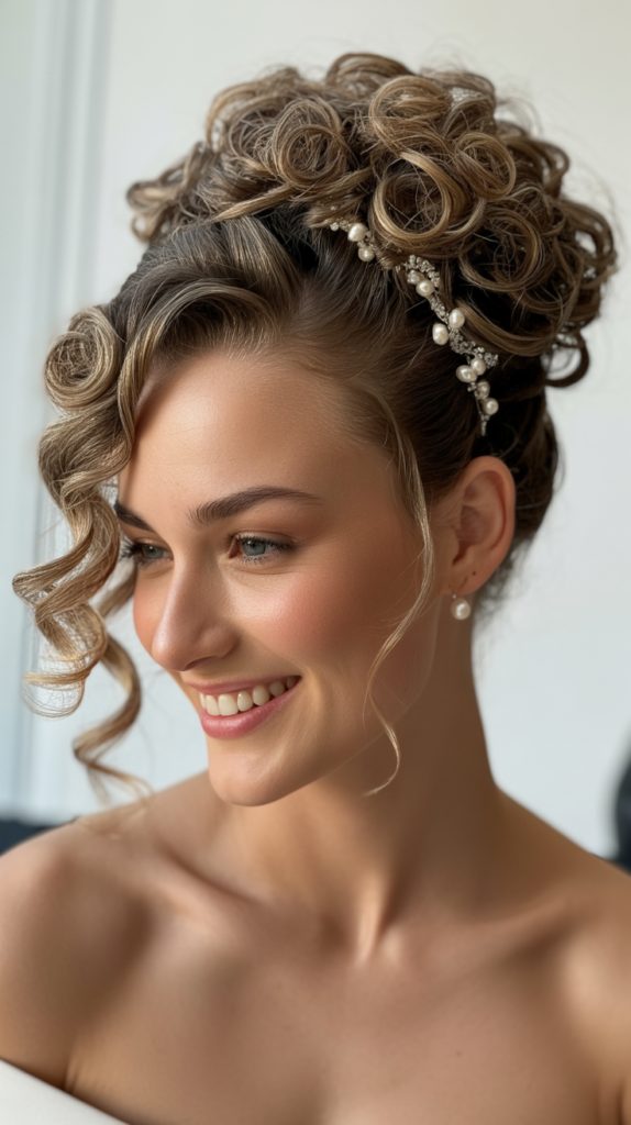 Asymmetrical Curly Updo