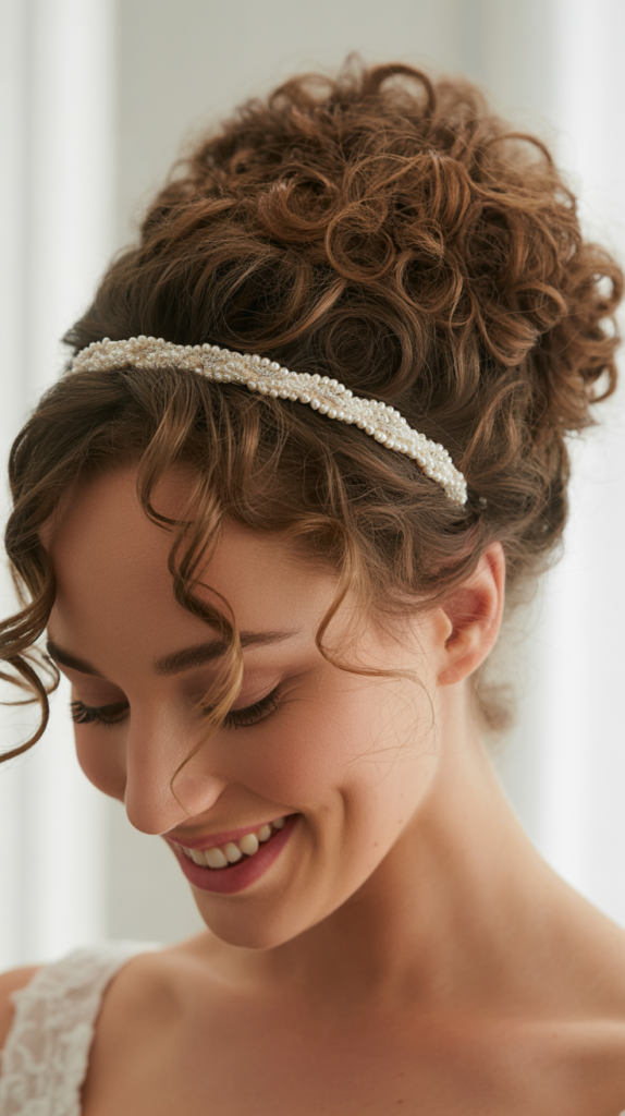 Curly Updo with Headband Detail
