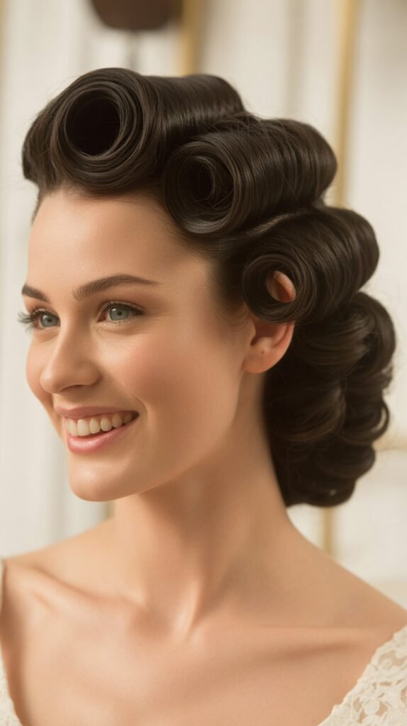 Vintage Victory Roll Curly Updo