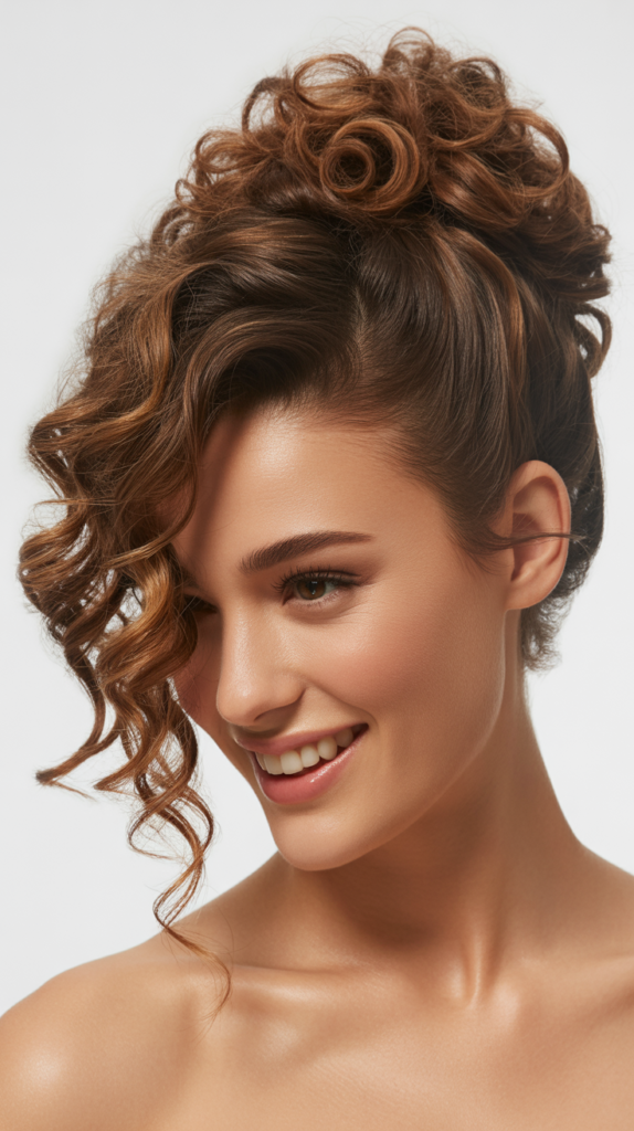 Side-Swept Curly Updo