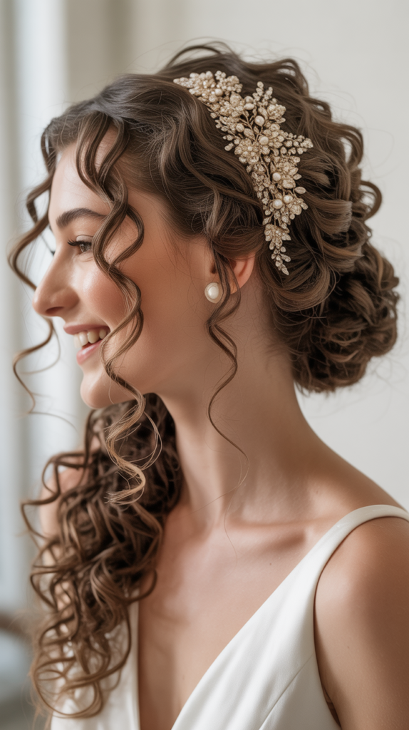  Pulled-Back Curls with Statement Accessory