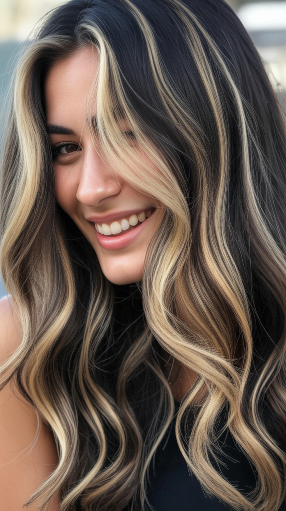 Blonde Highlights on Black Hair