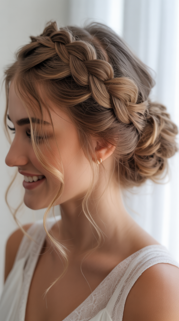 Dutch Braid Crown Updo