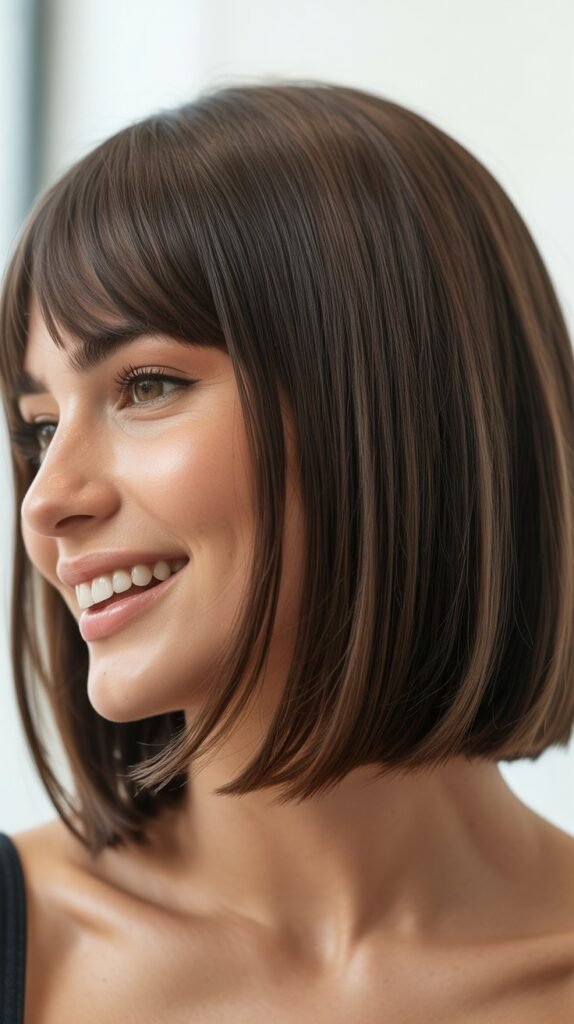 Collarbone Bob with Feathered Bangs